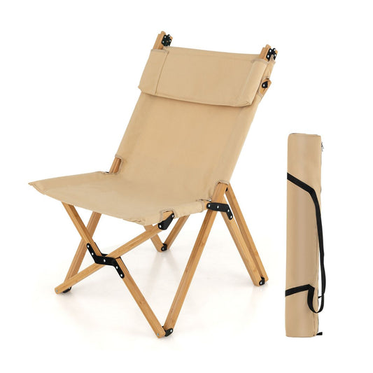 Coast Klappbarer Campingstuhl – Bambusgestell – Verstellbare Rückenlehne – Inklusive Tragetasche – Naturfarben