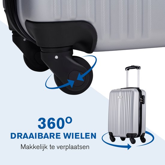 Slazenger - Kofferset 2 Stück - Handgepäcktrolley 26L und geräumiger Koffer 71L - Silber