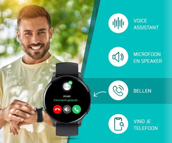 FITAGE Sportuhr - Smartwatch - Schrittzähler Uhr - Smartwatches - Activity Tracker - GPS - Frauen und Männer - Schwarz