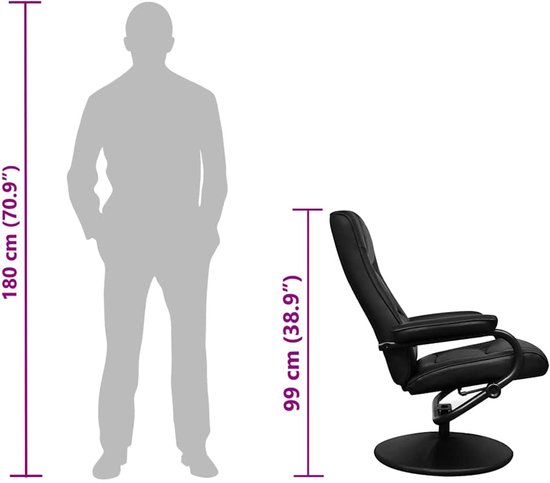 vidaXL – TV-Sessel – mit – Fußhocker – Kunstleder – schwarz