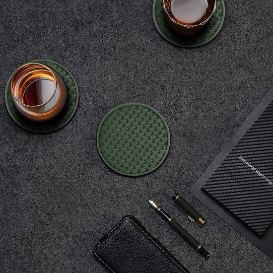 Castagnola Silikon-Untersetzer – Untersetzer für Gläser – Design-Untersetzer mit Halter – Untersetzer-Set – rutschfest – 6er-Set – Grün