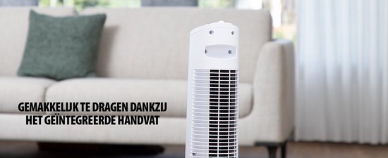 Turmventilator 76 cm – 3 Geschwindigkeitsstufen – Schwenkbar – Timer-Funktion – Kompakt & stilvoll – Tristar VE-5864 – Weiß
