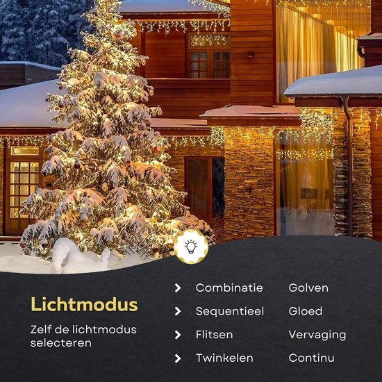Giftmas Eiszapfen-Weihnachtsbeleuchtung - Weihnachtsbeleuchtung für den Außenbereich - 120 LEDs - 4m - Verkettbar bis zu 12m - Für Innen und Außen
