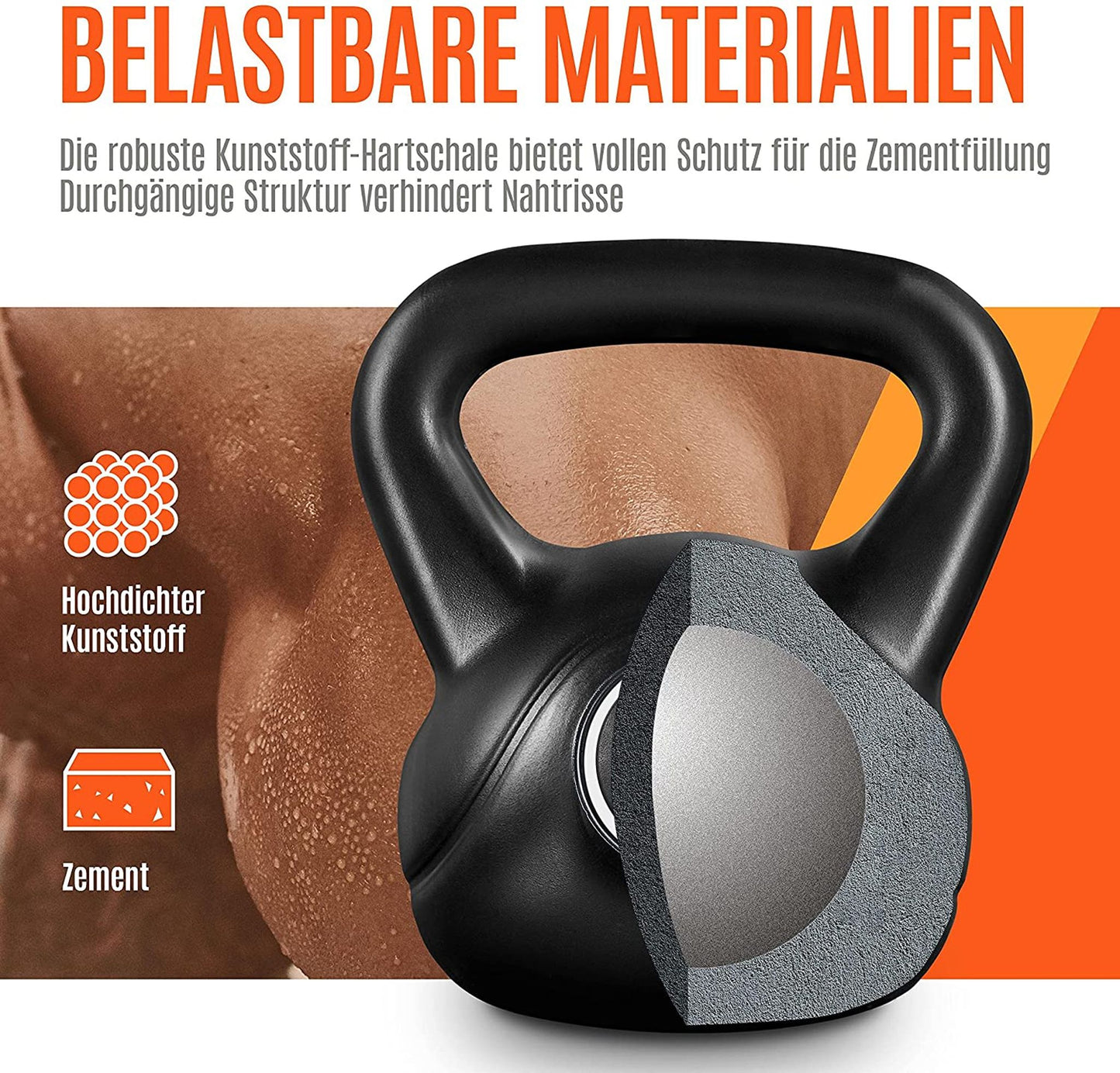 Yaheetech Kettlebell-Set 2 kg, 4 kg, 6 kg und 8 kg – Schwarz – Kunststoff mit Beton – 16,5 x 14 x 18,5 cm bis 22,5 x 19,5 x 26 cm