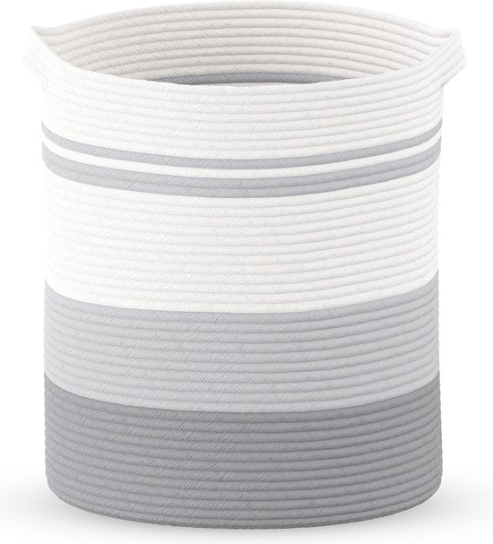 Organess Wäschekorb - Wäschesortierer - faltbar - 80L - Baumwolle - Weiß & Grau