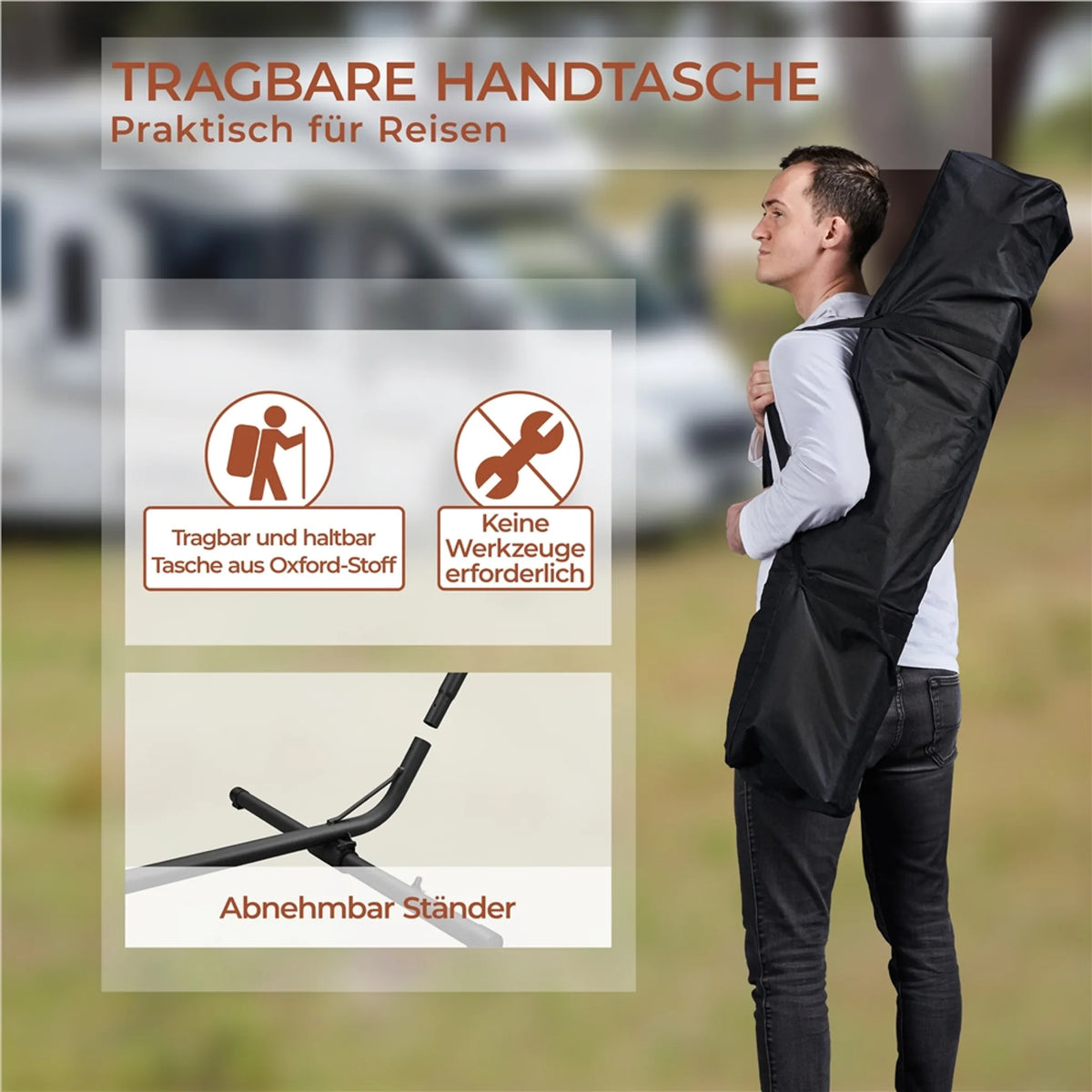 Yaheetech Hängematte mit Ständer – blau-grün gestreift – 2–3 Personen, bis zu 205 kg