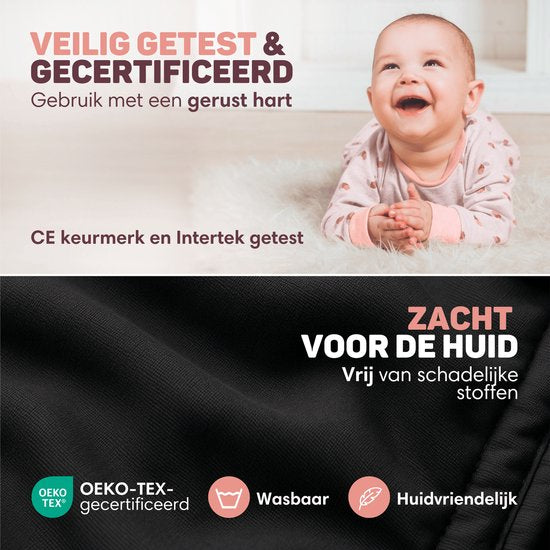 Vulpes Goods® BabyCare - Babytrage - Ergonomische Babytrage 0-36 Monate - Luxus-Bauchtrage bis zu 20 kg - OEKO-TEX® Baumwolle - Freihändiger Komfort - Mit Rückenstütze & M-Position - Schwarz