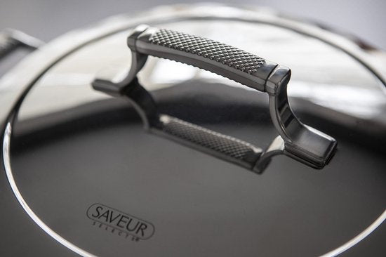 Saveur Selects - Voyage Pfanne Ø30 cm - mit Deckel - Antihaftbeschichtete Pfanne - Dreischicht-Edelstahl - Für Induktion und alle anderen Wärmequellen - Backofenfest bis 260°C - Spülmaschinenfest