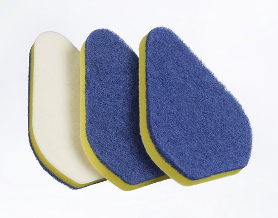 Generic - Bad-/Fliesenwischer Blitz-Blank - 4-teilig - mit Teleskopstiel & doppelseitigem Schwamm - Blau