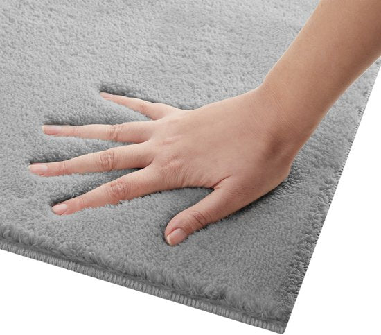 tectake® Kurzflorteppich - 120 x 170 cm - Grau - Teppich für Wohnzimmer, Schlafzimmer, Esszimmer - Pflegeleicht und waschbar - Rutschfeste Unterlage - Allergikerfreundlich - Verschiedene Größen und Farben