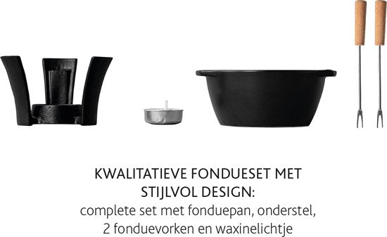Boska Fondueset Party Mini - Fonduepfanne - Für Käsefondue & Sauce - Schwarz - 300 ml