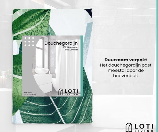 Loti Living Duschvorhang Anti-Schimmel - Strelitzia - inklusive Ringe - wasserdicht - Polyester - Duschvorhang 180x200 cm