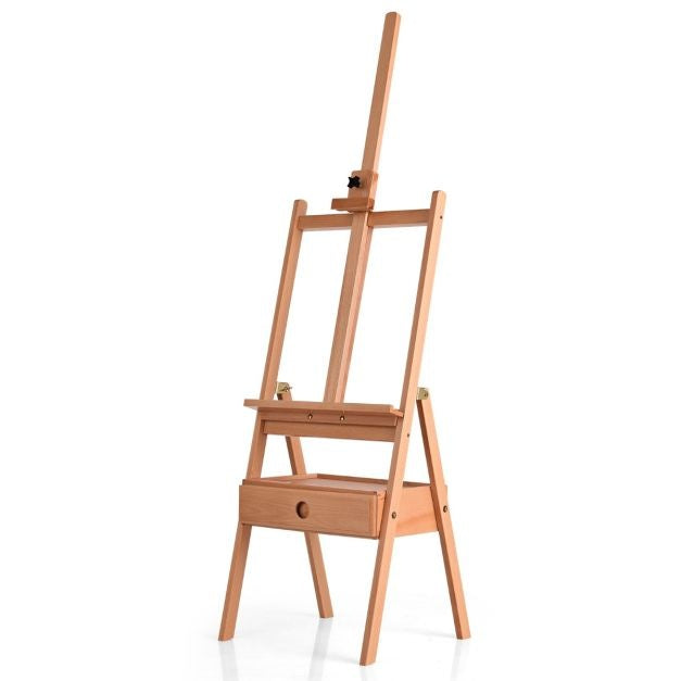 Coast Art-Ezel Floor Painter's Easel mit Schublade aus Buchenholz Painter's Easel mit verstellbarem Regal Natur
