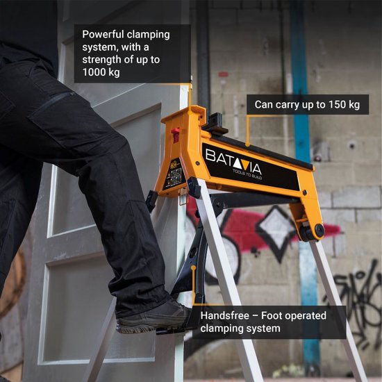 Batavia Kompakte Werkbank und Spannsystem - Max. Belastbarkeit 150kg - Spannbereich 965mm - orange