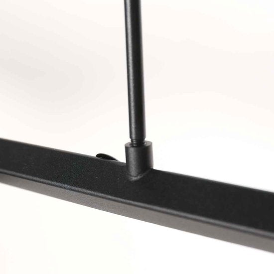 Schwarze Hängeleuchte Marcadore, 120 cm breit, 6-flammig, mit drehbaren Reflektorkugeln, höhenverstellbar, von Steinhauer, aus Kunststoff und Metall, im modernen Retro-Stil, für den Innenbereich