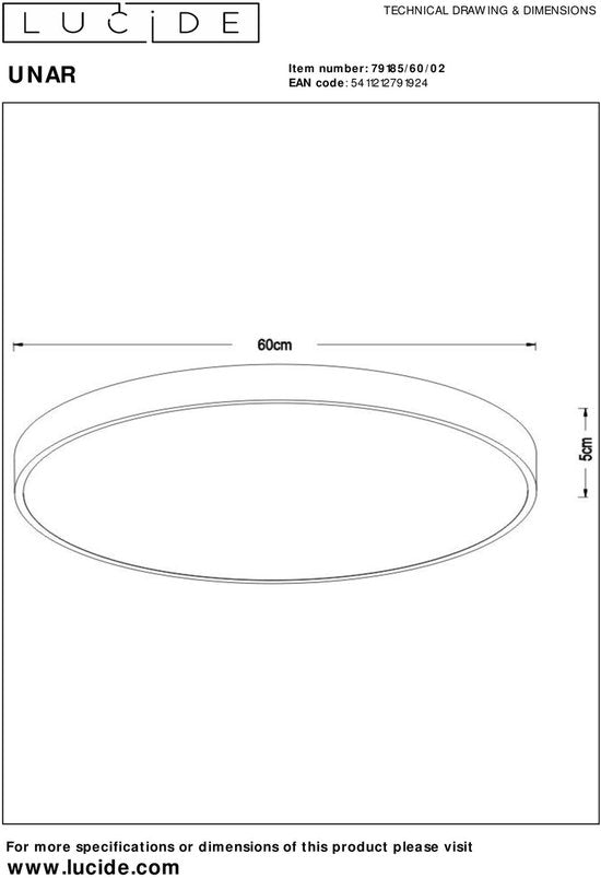 Lucide UNAR – Deckenleuchte – Ø 60 cm – LED 3-Stufen-Dimmer – 1x60 W, 2700 K – Mattgold / Messing
