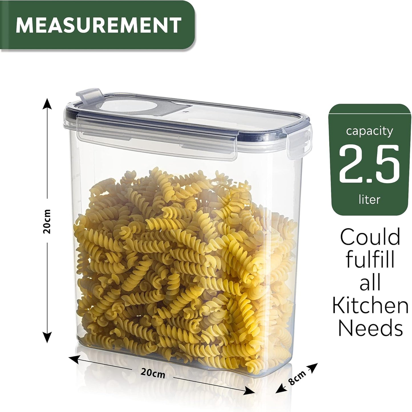 TNM Aufbewahrungsboxen mit Deckel - 4-teiliges Set (4 x 2,5 L) - Luftdicht & BPA-frei - Transparent - Ideal für Müsli, Mehl, Zucker und mehr - Aufbewahrungsboxen aus Kunststoff