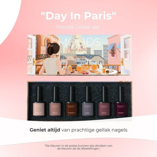 Moods Gellac 6-teiliges Set - Gel-Nagellack - Dunkle Nude-Farben- 8ML - Day in Paris - Gellac - Nägel - Gel Polish Starter Pack - Karamellfarben