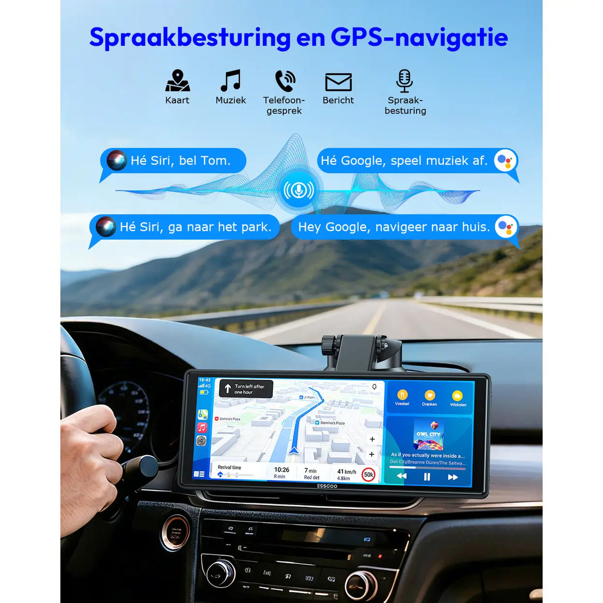 ESSGOO tragbarer CarPlay-Bildschirm, 10,26 Zoll – kabellos