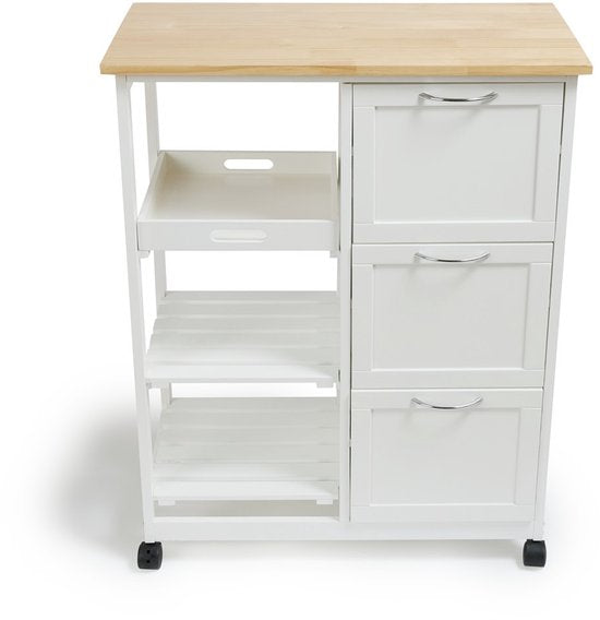 Lifa Living Küchenwagen Sophie - Räder - Servierwagen - Weiß - 67x37x84(LxBxH)