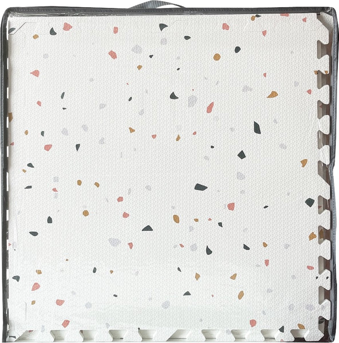 NilaFee Luxus-Spielmatte für Babys – Terrazzo-Puzzlematte – 180 x 120 x 1,5 cm – Classic Weiß