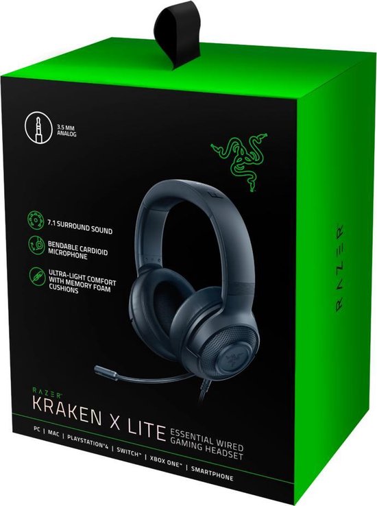 Razer Kraken X Lite – Gaming-Headset – Leicht – PS4/PS5/Xbox/PC/Nintendo Switch/Mobil – Schwarz