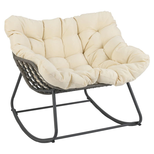 Coast Schaukelstuhl – extra groß – dickes, abnehmbares Kissen – beige und grau