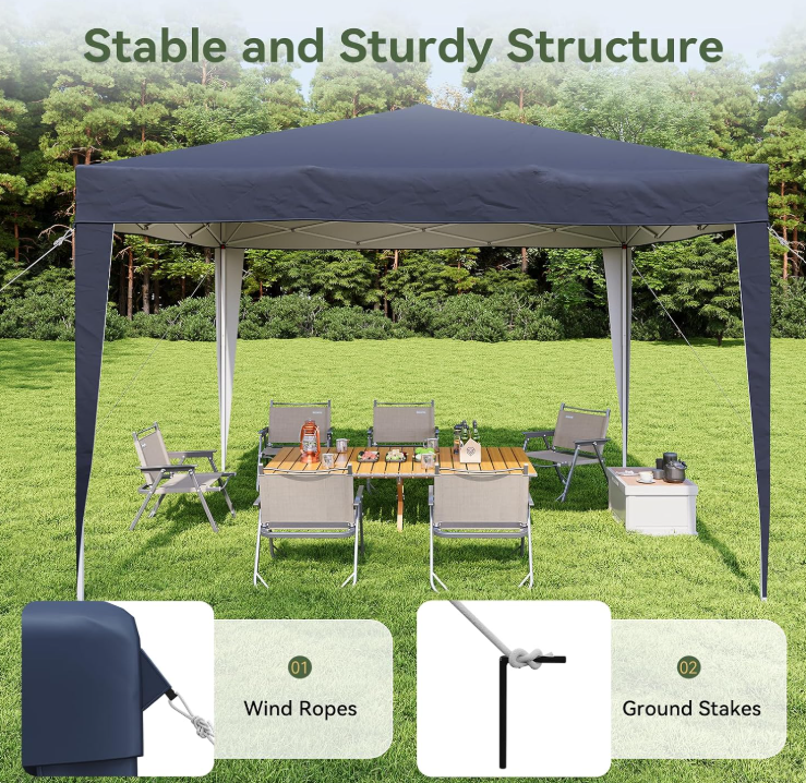 Aoxun Pop-up-Pavillon – Blau – 3 x 3 x 2,6 m – Metallgestell, inklusive Tragetasche