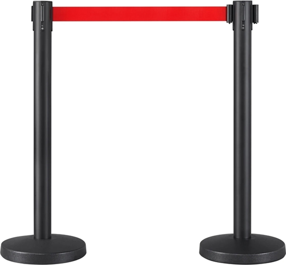 Absperrpfosten, 2er-Set mit einziehbarem Absperrband (200 cm) und schwerem Sockel, rot