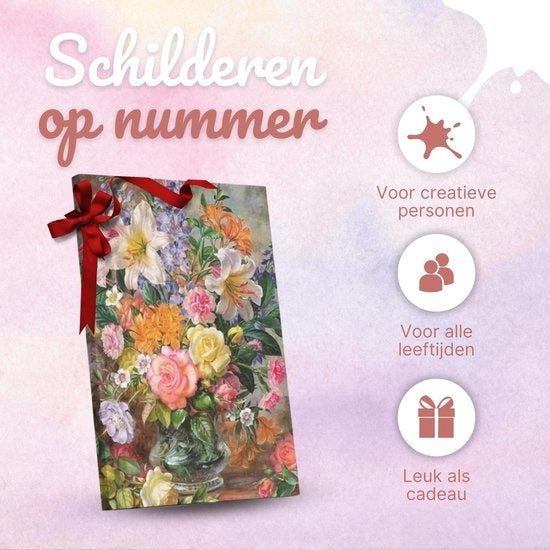 RubyeÂ® Malen nach Zahlen Erwachsene - Blumen in der Vase - Inklusive Farbe und Pinsel - Leinwand Malerei Leinwand - Farbe nach Zahlen - 40x50cm