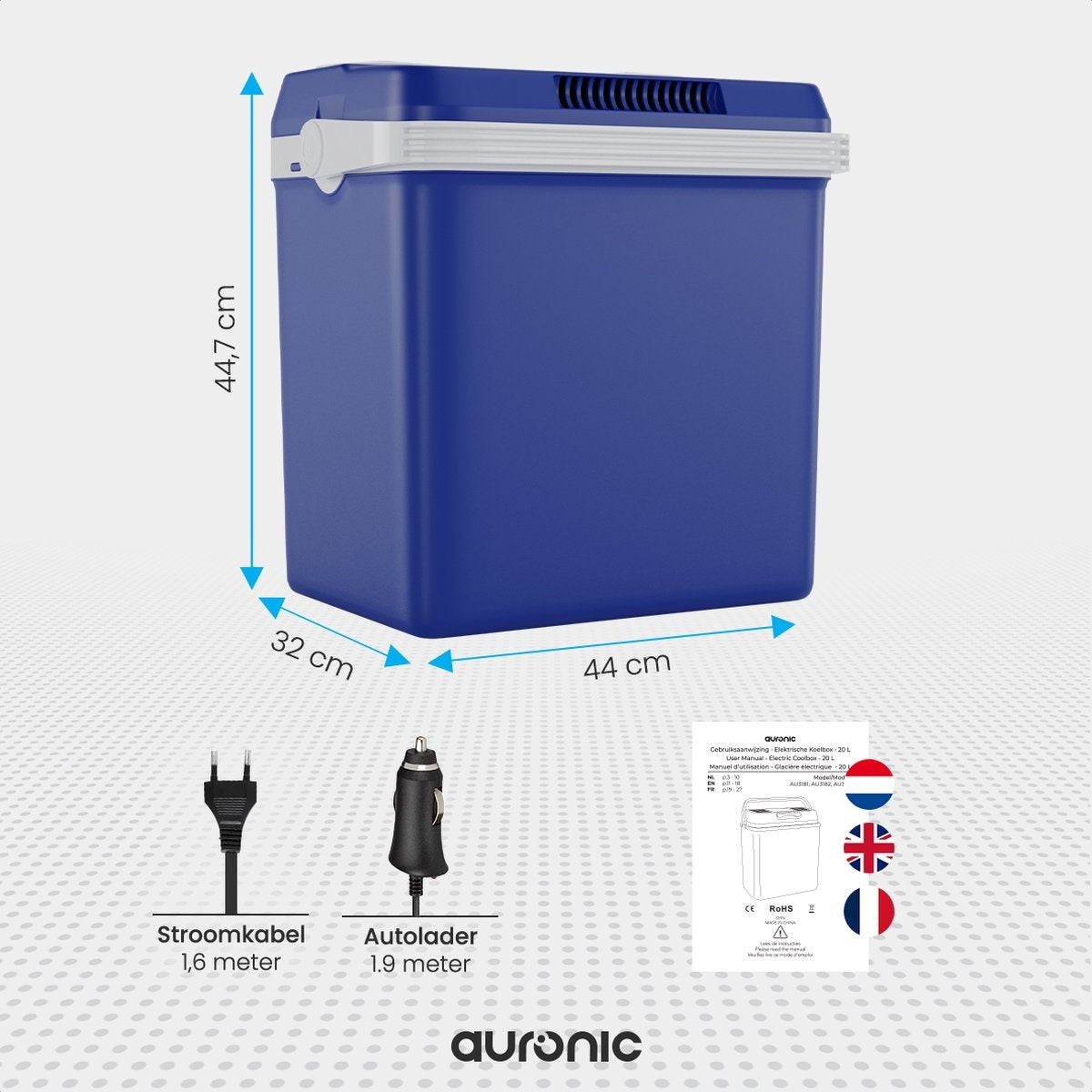 Auronic Electric Kühlbox - Kühlbox - 25L - 12V und 240V - Blau