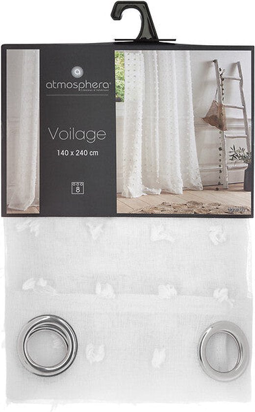 Atmosphera Lilien-Voile-Vorhang 140 x 240 cm – Fertig zum Aufhängen mit Ringen – Weiß