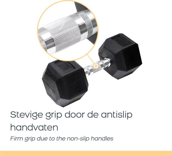 Orange Gym, Hex Hantel - 16KG - Sechseck Hanteln - Neopren Hantel