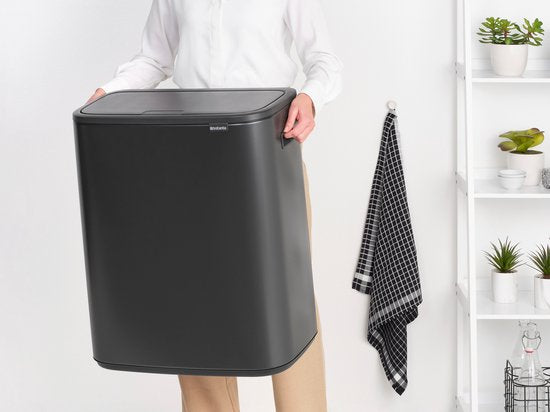 Brabantia Bo Touch Bin Mülleimer - 2 x 30 Liter - Abfalltrennung - Confident Grey