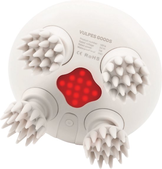 Vulpes Goods® BodyCare - Kopfmassagegerät mit Infrarot - Elektrisches Massagegerät - Kopfhautmassagegerät - Haarbürste - Stimuliert Haarwachstum & Durchblutung - USB aufladbar