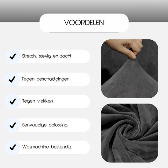 Hilvard - Sofabezug 3-Sitzer-Sofas - (185 - 230 cm) - Grau - Samt - Stretch - Sofaschoner - Möbelbezug - Gegen Beschädigungen und Flecken - Sitzbezug - Sitzbezug