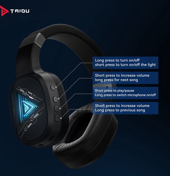 TAIDU THS320Pro - 2.4GHz Wireless Gaming Headset - Bluetooth Headset - mit Mikrofon - Geeignet für PS4/PS5, Nintendo Switch - Multiplattform - Schwarz