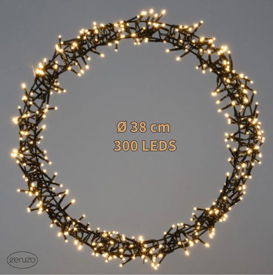 Ceruzo Weihnachtsring - Dekorationsring mit Lichtern - 300 LED -38cm D -Kranz- Warmweiß -Lichtfunktionen