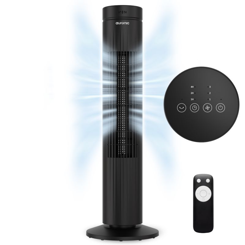 Auronic Turmventilator – 76 cm – 60° Schwenkbereich – 35 W – 3 Geschwindigkeitsstufen – mit Fernbedienung – digitales Touch-Display – schwarz