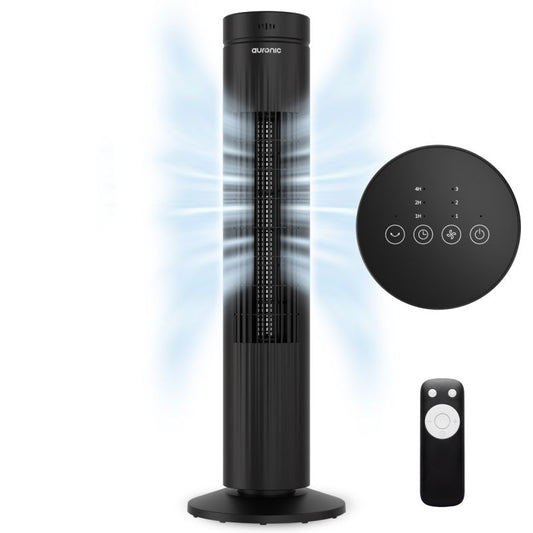 Auronic Turmventilator – 76 cm – 60° Schwenkbereich – 35 W – 3 Geschwindigkeitsstufen – mit Fernbedienung – digitales Touch-Display – schwarz