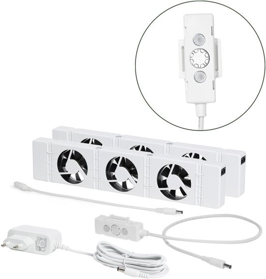 SpeedComfort Radiator Fan Duo Set - 2x schneller warm - Bis zu 22% Energieeinsparung - Einfach zu installieren - Flüsterleise - Niederländisches Produkt - Energieeffiziente Radiatorventilatoren - Weiß
