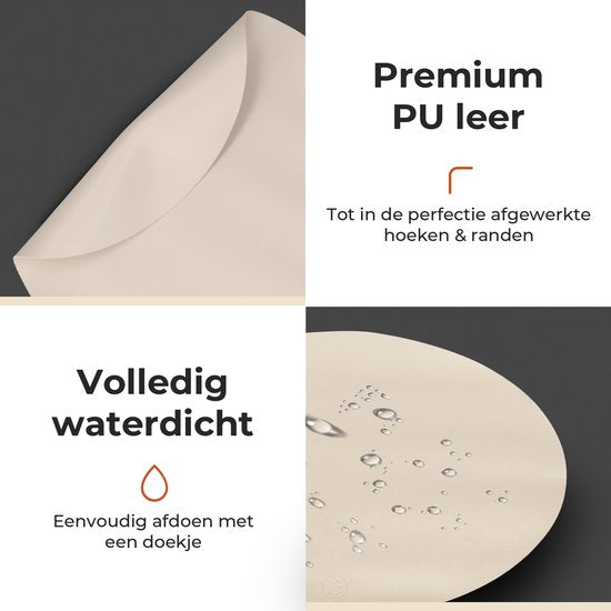 Castagnola Platzsets in Lederoptik - Rutschfeste Platzsets aus Kunstleder - Wasserabweisende Untersetzer - Untersetzer - 6 Stück - Durchmesser 38 cm - Offwhite