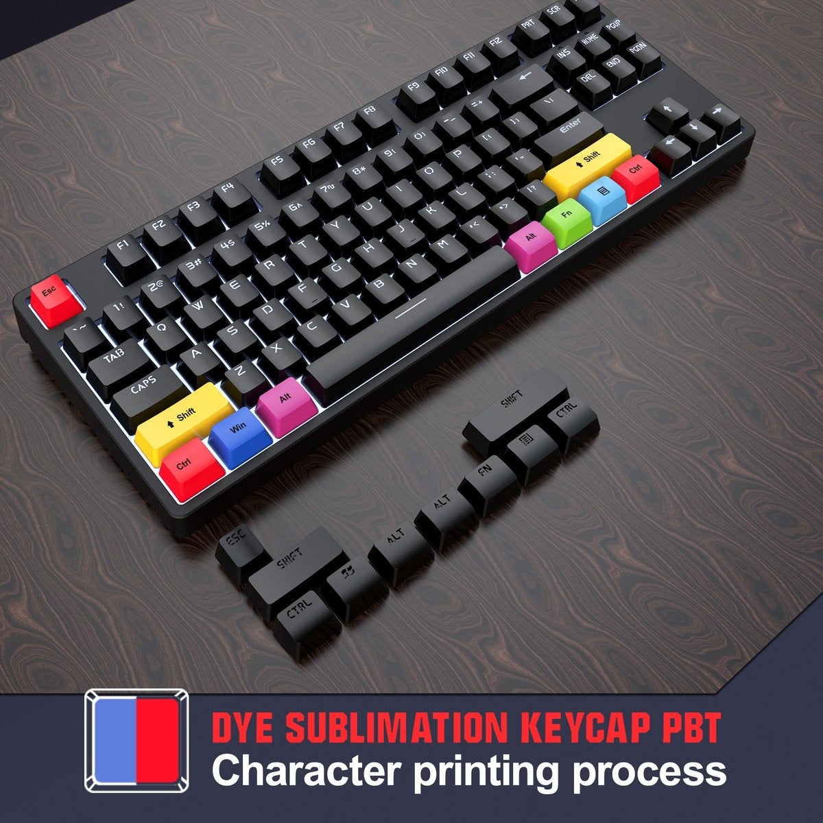 HXSJ L600 Wired Mechanical Gaming Keyboard - QWERTY - 87 Tasten - Roter Schalter - Schwarz