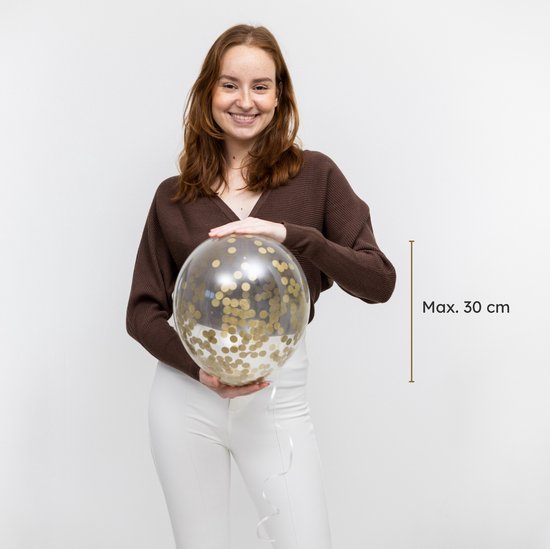 Partizzle 50x Luftballons Weiß und Gold - Helium geeignet - Papierkonfetti - Silvester / Neujahr - Hochzeit, Hochzeit Weihnachten Ballonbogen Dekoration - Latex
