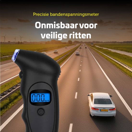 Garpex® Reifendruckmesser - Reifendruckmesser - Eingebaute Taschenlampe - Digital - Druckmesser