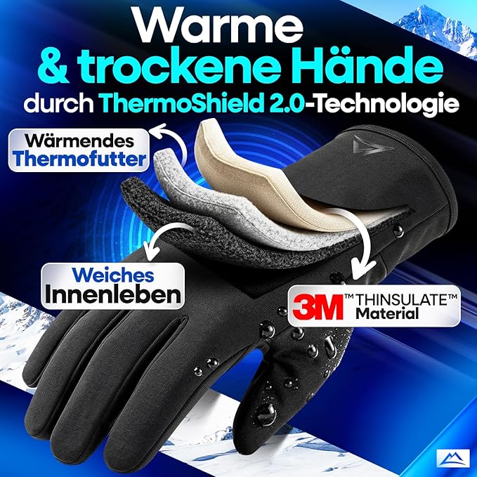 Nextcover® Winter-Radhandschuhe Herren & Damen mit ThermoShield 2.0 I Unisex Winter-Radhandschuhe in den Größen S-XXL I Warme & wasserdichte Thermo-Radhandschuhe Winter wasserdicht