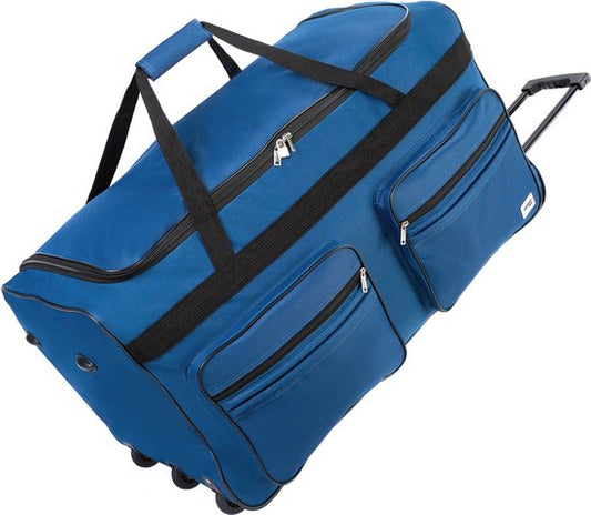 Deuba XXL Reisetasche Dunkelblau mit Trolleyfunktion 3 Rollen 160 LITER 85x43x44cm