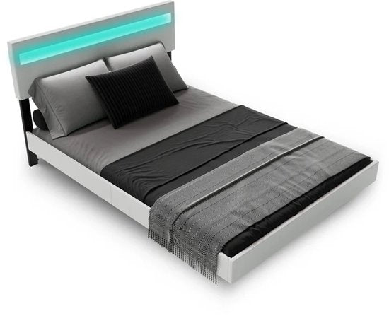 Hängebett Lissabon - 140x200cm - Kunstleder - Inkl. LED - Weiß