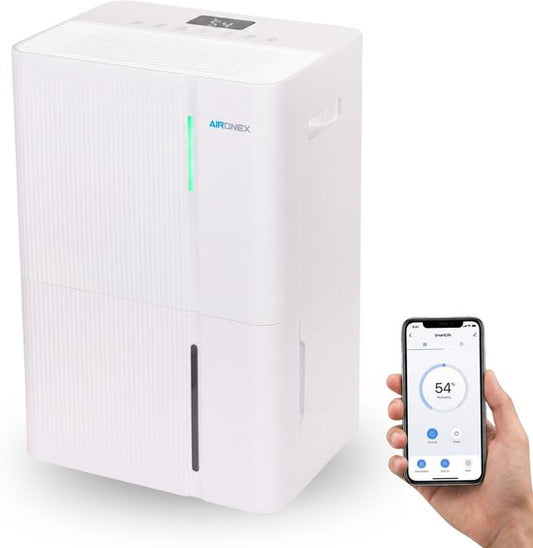 Luftentfeuchter Aironex 30L - Entfeuchtet 30 Liter pro Tag - Geeignet für Keller, Wohnzimmer, Schlafzimmer und Badezimmer - Luftentfeuchter - Luftentfeuchter und Luftreiniger - Luftentfeuchter für das Schlafzimmer - Weiß - Dehumidifier