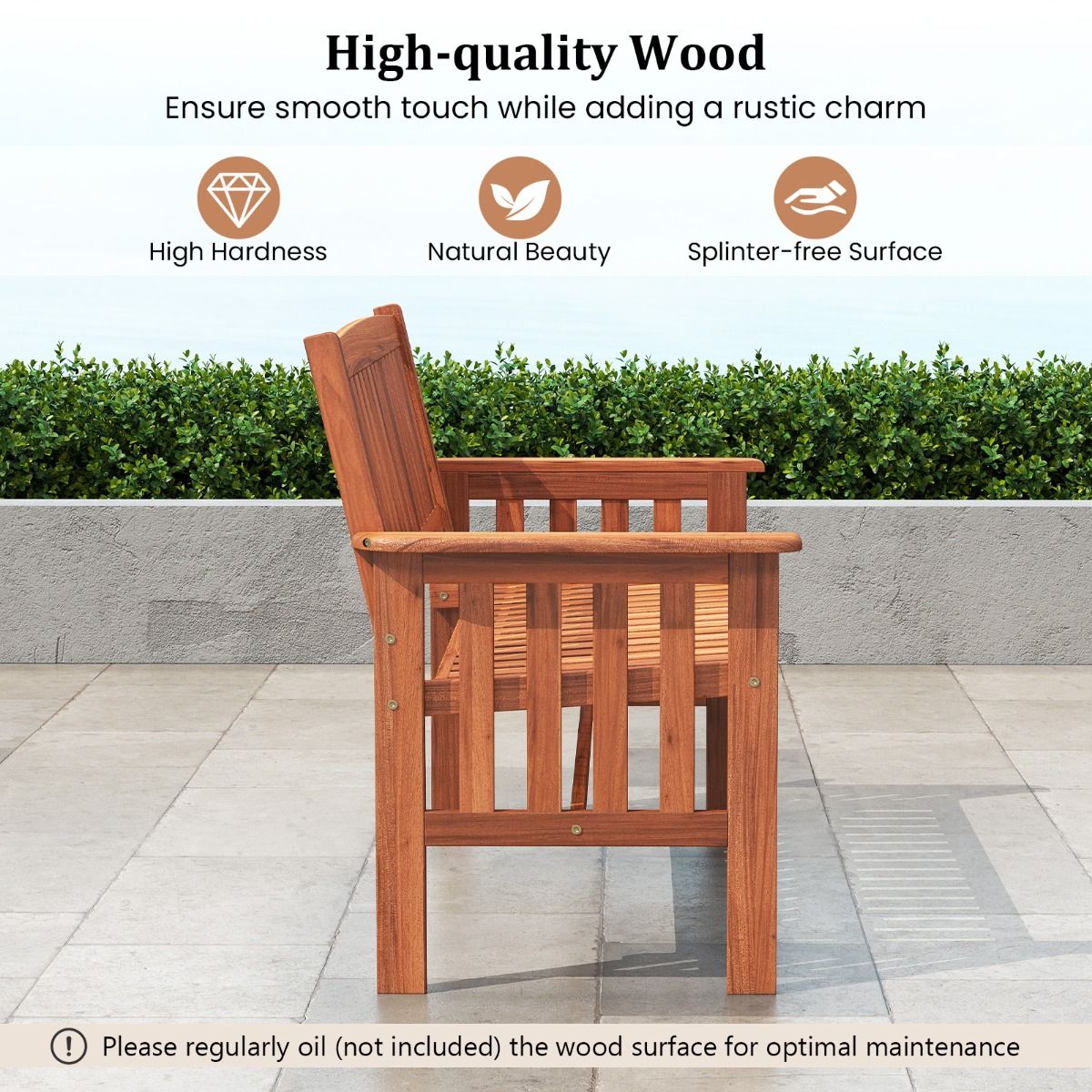 Coast Gartenbank aus Holz – 2-Sitzer – verstellbare Rückenlehne – natur – 119 x 59,5 x 89 cm